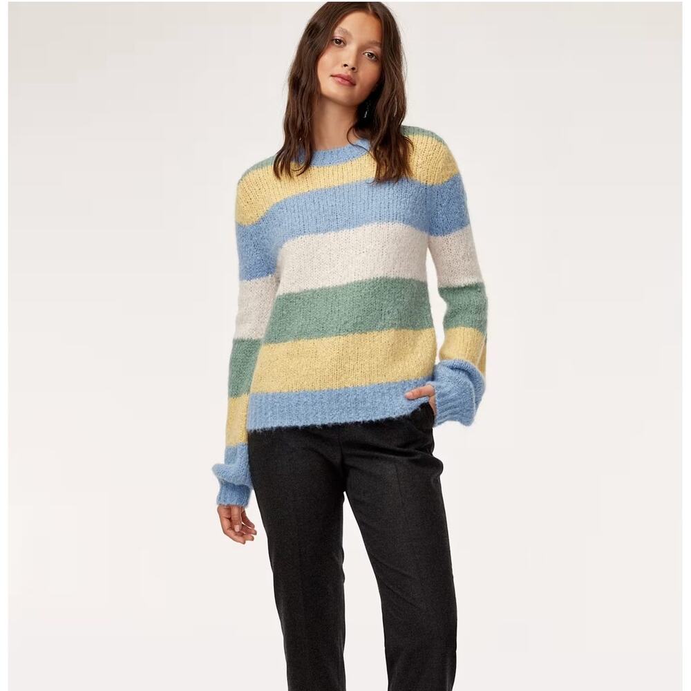 SUNDAY BEST x ARITZIA Lennie Alpaca Sweater Striped Pretty Blue Dark Jade {GG38}